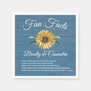 Servilleta De Papel Diversión de boda rústica datos curiosos Girasol  
