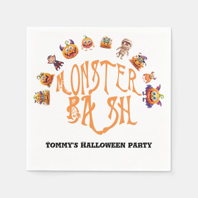 Servilleta De Papel Diversión de Halloween Monstruo Bash (Anverso)