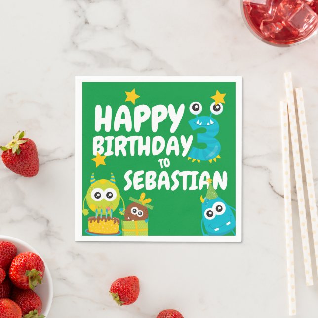 Servilleta De Papel Diversión de monstruo Cumpleaños Personalizado de  (In situ)
