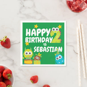 Servilleta De Papel Diversión de monstruo de dos años Cumpleaños Perso