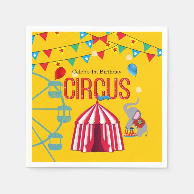 Servilleta De Papel Diversión en la fiesta de cumpleaños del circo con (Anverso)