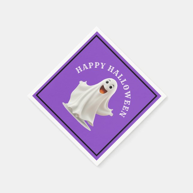 Servilleta De Papel Diversión, fantasma sonriente Feliz Halloween (Borde)