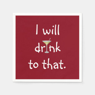 Servilleta De Papel Diversión fiesta Con Martini En Rojo