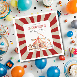 Servilleta De Papel Diversión Fiesta infantil de circo roja y blanca