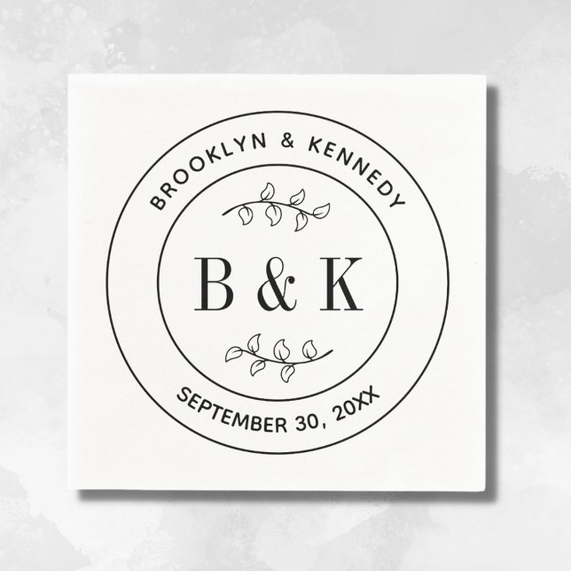 Servilleta De Papel Diversión Floral Botánica Monograma Boda Nombre de (Subido por el creador)