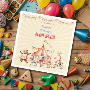 Servilleta De Papel Diversión Lindo Cumpleaños de Niños de Circo Rojo