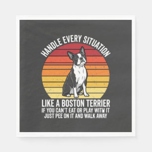 Servilleta De Papel Divertida Actitud Retro de Perro Boston Terrier