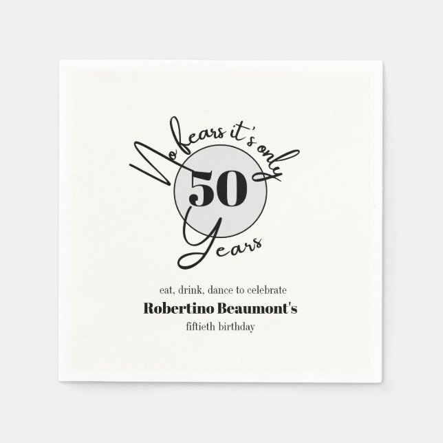 Servilleta De Papel Divertida fiesta de cumpleaños número 50 sin miedo (Anverso)