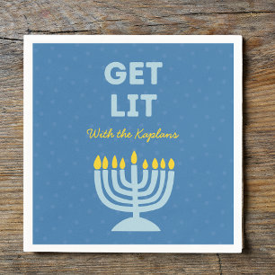Servilleta De Papel Divertida Moda "Get Lit" Personalizada Menorah Han
