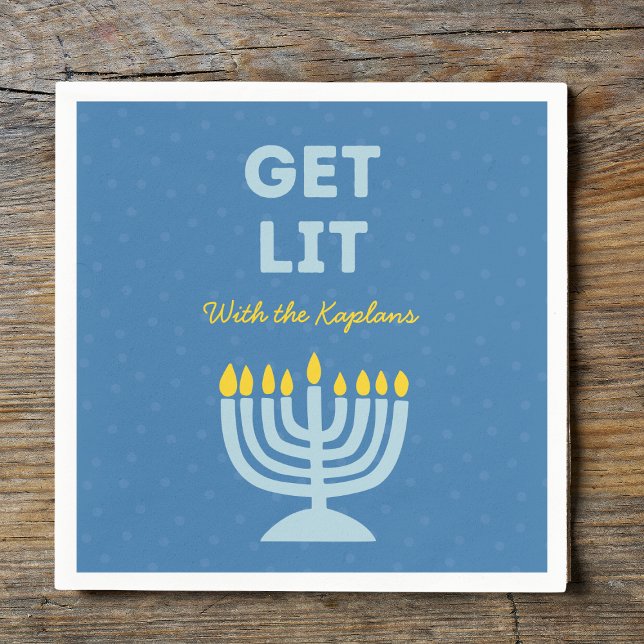 Servilleta De Papel Divertida Moda "Get Lit" Personalizada Menorah Han (Subido por el creador)