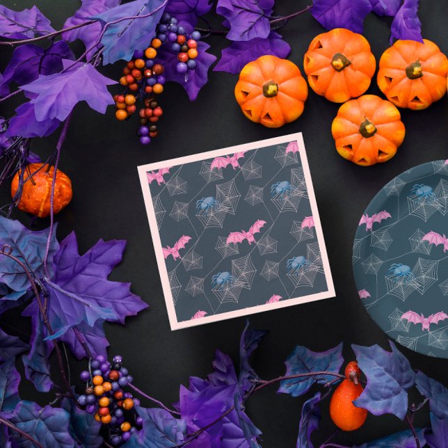 Servilleta De Papel Divertidas arañas y murciélagos fiesta de Hallowee (Funny spiders and bats Halloween party Napkins
)