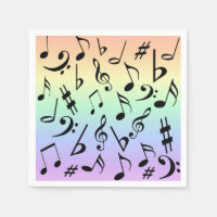 Divertidas notas musicales Rainbow Fiesta Napkins
