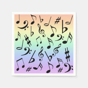 Servilleta De Papel Divertidas notas musicales Rainbow Fiesta Napkins