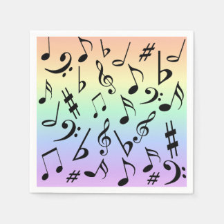 Servilleta De Papel Divertidas notas musicales Rainbow Fiesta Napkins