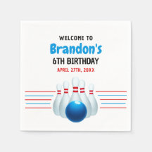 Divertido Blue & Red Bowling Kids 6º cumpleaños