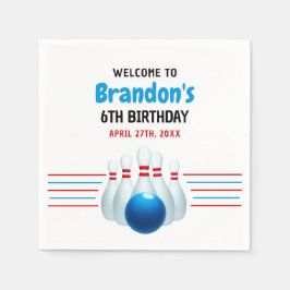 Servilleta De Papel Divertido Blue & Red Bowling Kids 6º cumpleaños