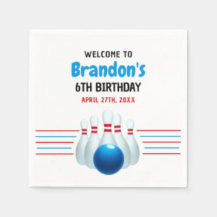 Servilleta De Papel Divertido Blue & Red Bowling Kids 6º cumpleaños