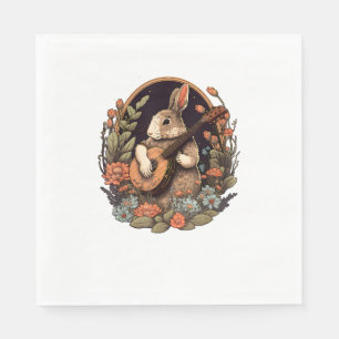 Servilleta De Papel Divertido conejito jugando banjo guitarra música c