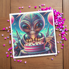 Servilleta De Papel Divertido cumpleaños con temas de Alien