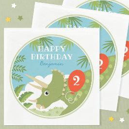 Servilleta De Papel Divertido cumpleaños Dinosaur Triceratops Nombre p