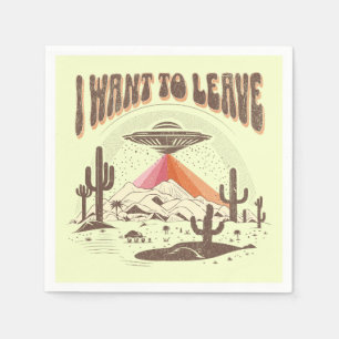 Servilleta De Papel Divertido diseño de nave espacial "Quiero irme"