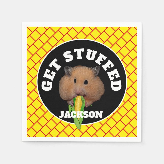 Servilleta De Papel Divertido Hamster "Get Stuffet" (Anverso)