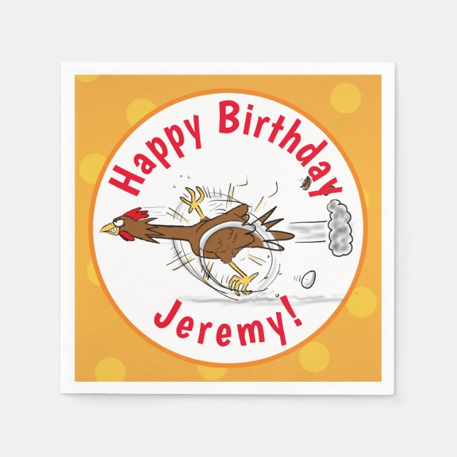 Servilleta De Papel Divertido ilustracion de pollo fresco con personal (Anverso)