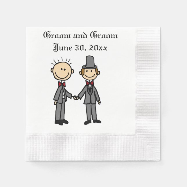 Servilleta De Papel Divertido matrimonio gay grooms Personalizado (Anverso)