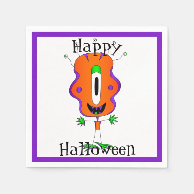 Servilleta De Papel Divertido, Monstruo, Halloween (Anverso)