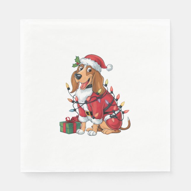 Servilleta De Papel Divertido perro de los alrededores de Navidad ilum (Anverso)