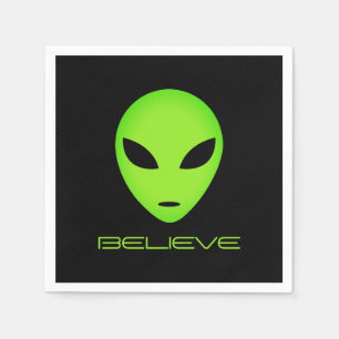 Servilleta De Papel Divertido personalizado de cabeza alienígena verde