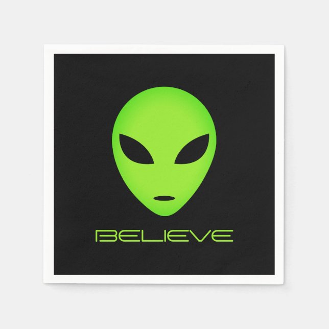 Servilleta De Papel Divertido personalizado de cabeza alienígena verde (Anverso)