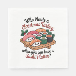 Servilleta De Papel Divertido Plato de Sushi de Navidad Kawaii
