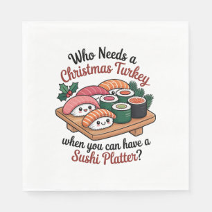 Servilleta De Papel Divertido Plato de Sushi de Navidad Kawaii