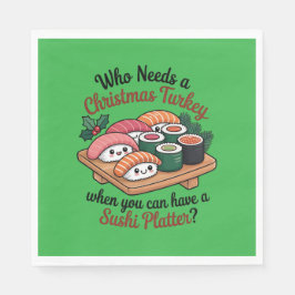 Servilleta De Papel Divertido Plato de Sushi de Navidad Kawaii