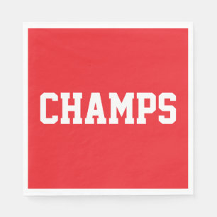 Servilleta De Papel Divertido Rojo Brillante Deportivo CHAMPS Texto Bl