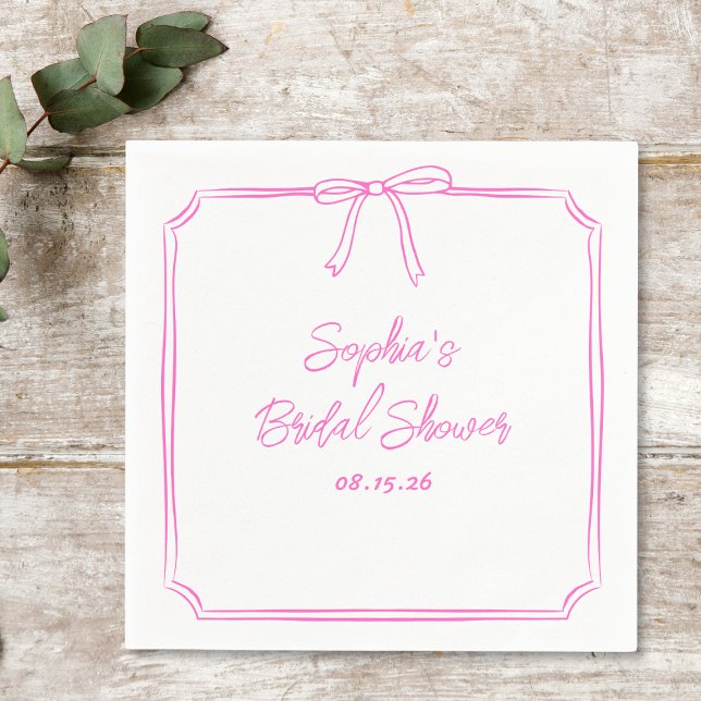 Servilleta De Papel Divertido suave rosa rosado simple Giro novia duch (Celebrate with these bold hot pink bridal shower napkins—perfect for a chic and playful event.)