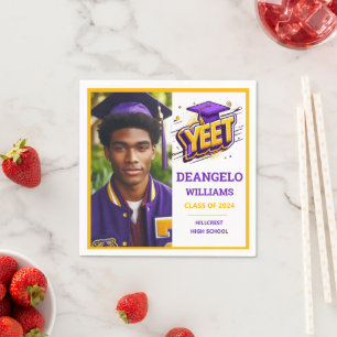 Servilleta De Papel Divertido Yeet Dorado Morado Graduación de Último