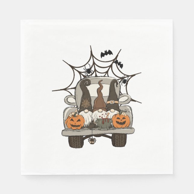 Servilleta De Papel Divertidos diseños de Halloween Gnomos de Hallowee (Anverso)
