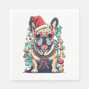 Servilleta De Papel Divertidos Navidades de árboles de perros Bulldog 