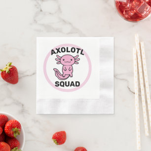 Servilleta De Papel Divi squad de ajolotes lindos personalizable rosa