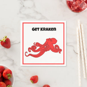 Servilleta De Papel Diviértete con Kraken Pulpo Rojo de Dibujos Animad