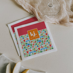 Servilleta De Papel Diviértete con monograma elegante de verano
