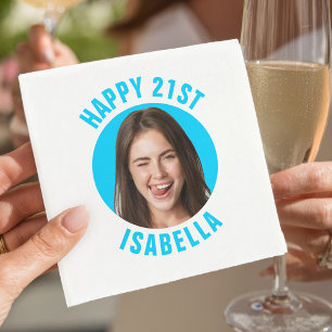 Servilleta De Papel Diviértete Cumpleaños Feliz 21 Foto Personalizada