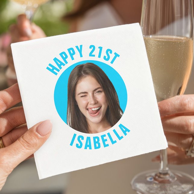 Servilleta De Papel Diviértete Cumpleaños Feliz 21 Foto Personalizada (Subido por el creador)