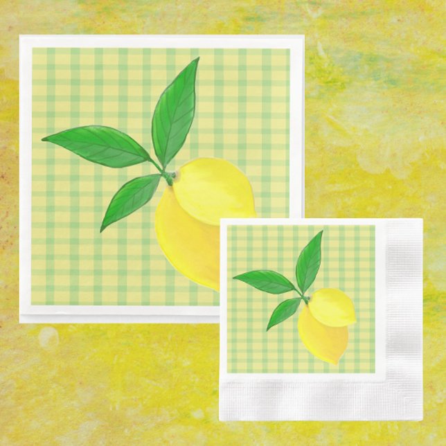 Servilleta De Papel Diviértete en el País Amarillo Verde Check Limón  (Paper party napkins are zesty!)