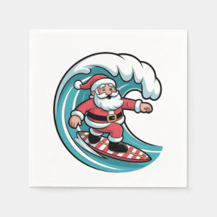 Servilleta De Papel Diviértete Navidad Santa Tabla de Surfear Surf