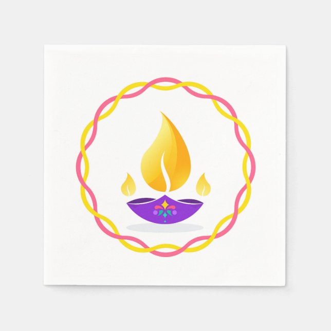 Servilleta De Papel Diwali Diya Napkins (Anverso)