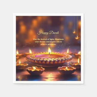Servilleta De Papel Diyas de la lámpara dorada del Naranja Diwali Brow