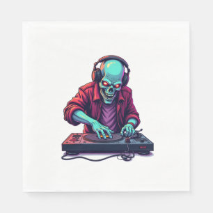 Servilleta De Papel DJ zombie - Festival de Música Halloween Tee